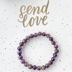 S1197 Amethyst crystal beaded stretch 8mm stone stretch bracelet australia.Crystal beaded bracelets australia.Purple beaded bracelet australia 1
