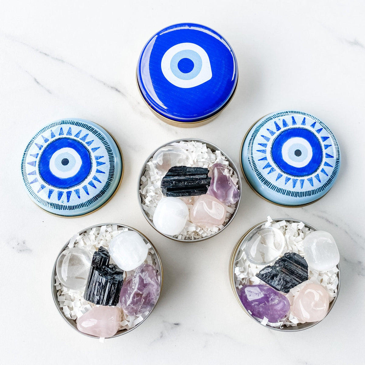 S1198 protection crystal kit australia.Best crystals for protection of home and self australia with evil eye tin 1