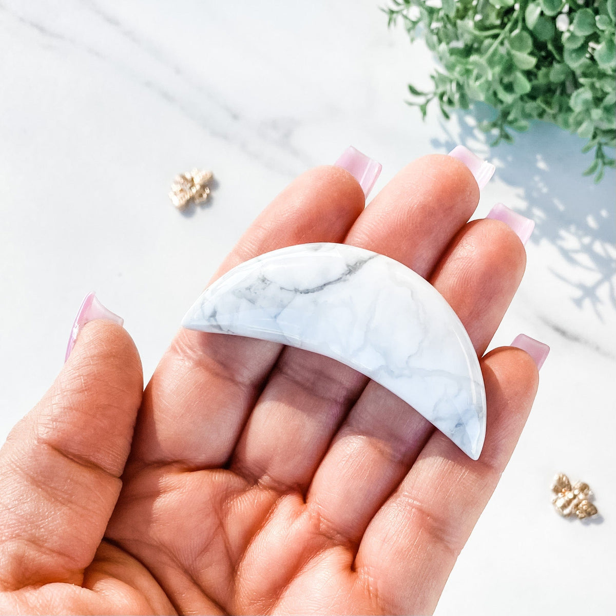 S1207 Crystal Moon Crescent Carving Stone Rose Quartz Angelite Black Obsidian White Howlite Gemrox crystals australia