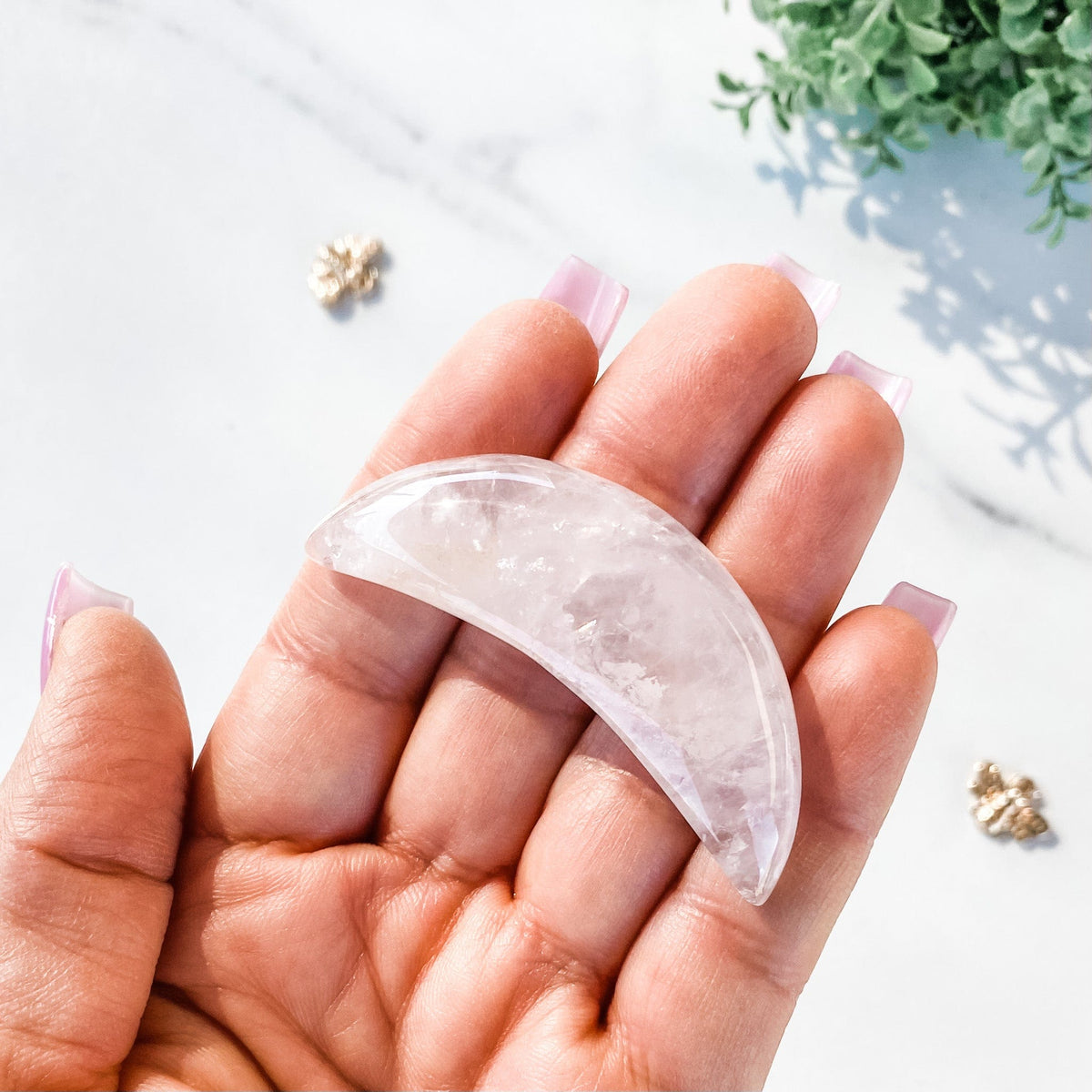 S1207 Crystal Moon Crescent Carving Stone Rose Quartz Angelite Black Obsidian White Howlite Gemrox crystals australia