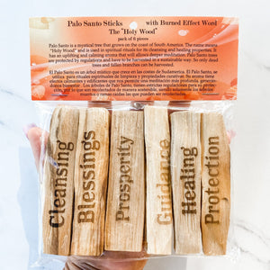 S1262 Palo Santo wood stick with burned wood engraved words australia gemrox sydney 1
