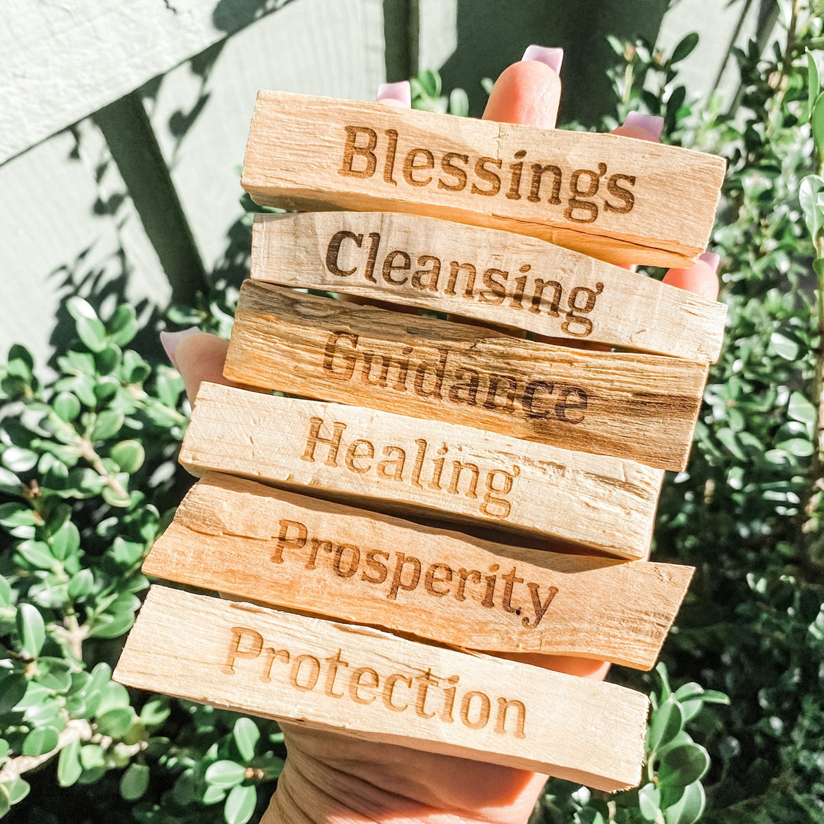 S1262 Palo Santo wood stick with burned wood engraved words australia gemrox sydney 1