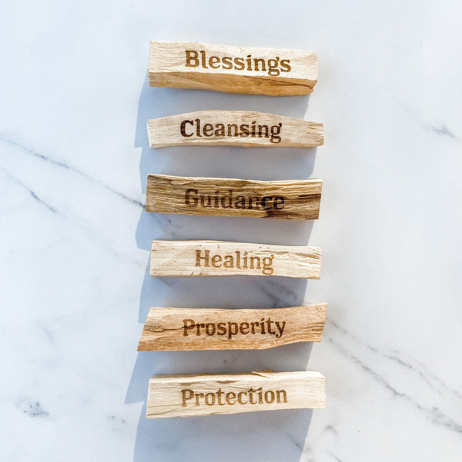 S1262 Palo Santo wood stick with burned wood engraved words australia gemrox sydney 1