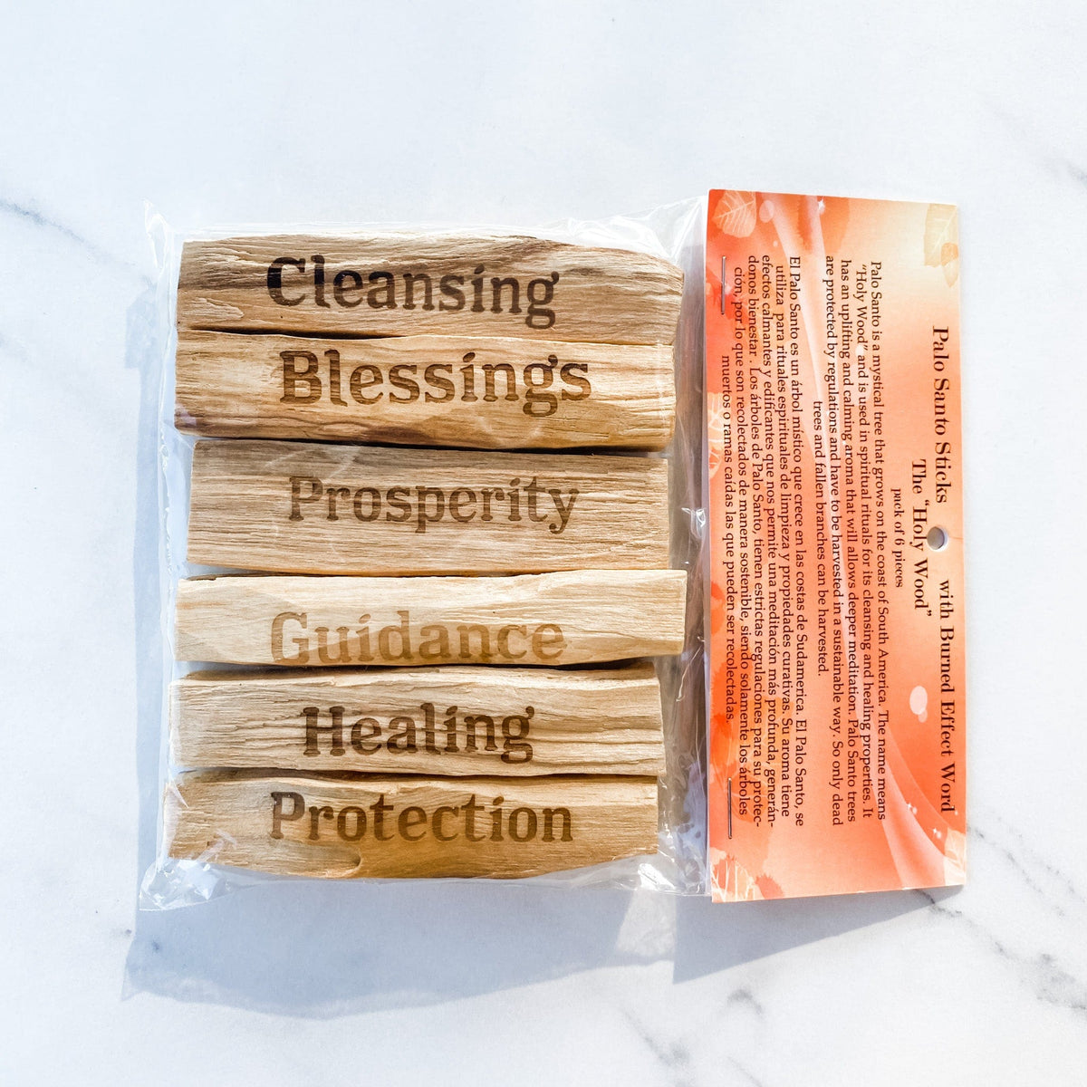 S1262 Palo Santo wood stick with burned wood engraved words australia gemrox sydney 1