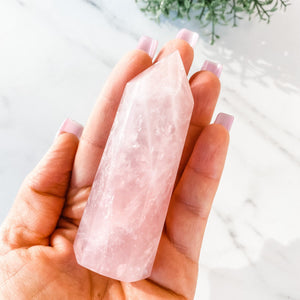 S1302 Rose Quartz crystal tower generator point australia.rose quartz tower 9cm australia.rose quartz generator.gemrox sydney 1