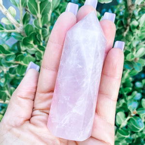 S1302 Rose Quartz crystal tower generator point australia.rose quartz tower 9cm australia.rose quartz generator.gemrox sydney 1