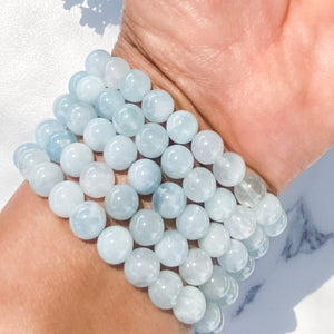 S1368 Aquamarine crystal stone stretch elastic bracelet australia. gemrox sydney 22