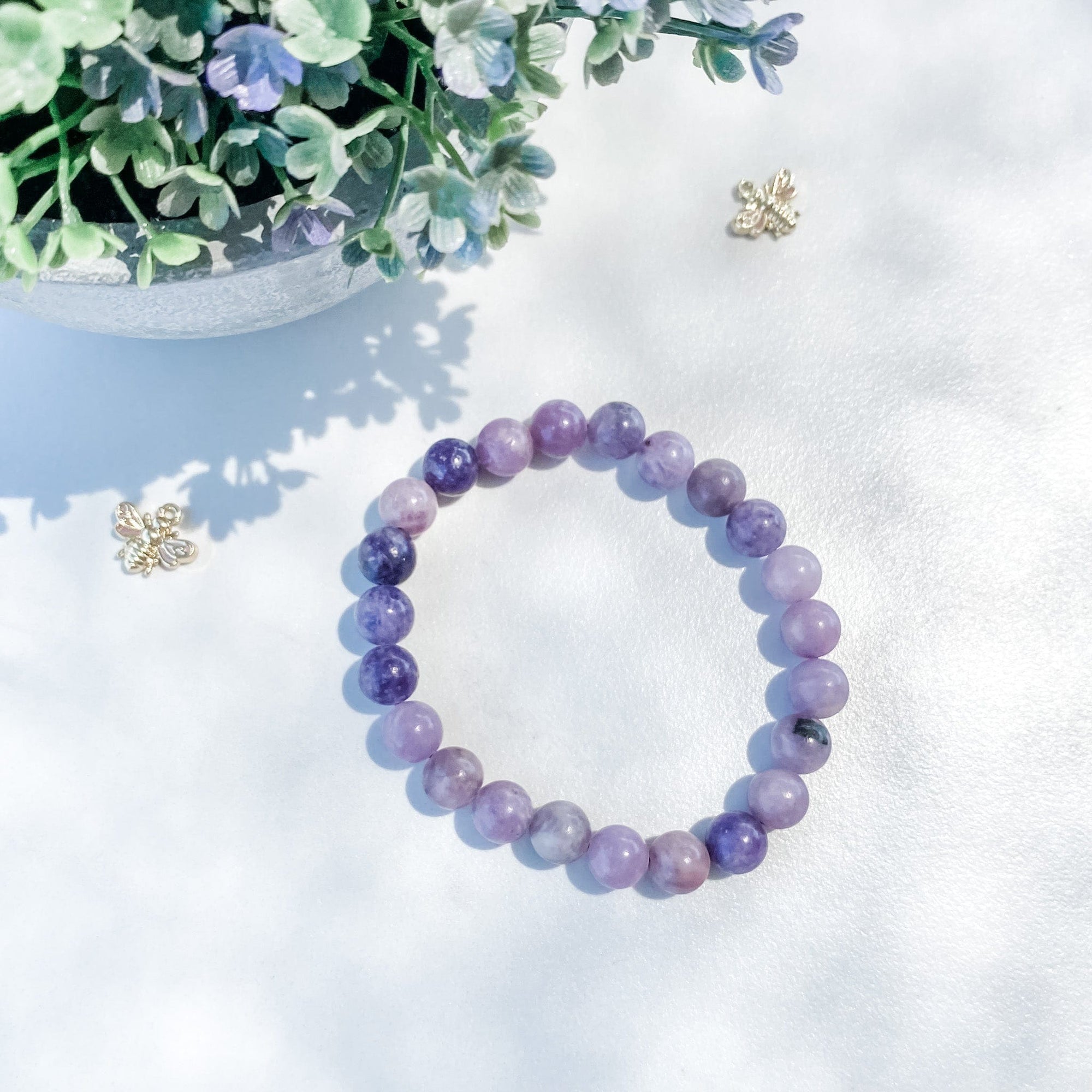 S1370 Lepidolite crystal stone stretch beaded bracelet 8mm australia. pink purple lepidolite crystal bracelet.gemrox sydney 1