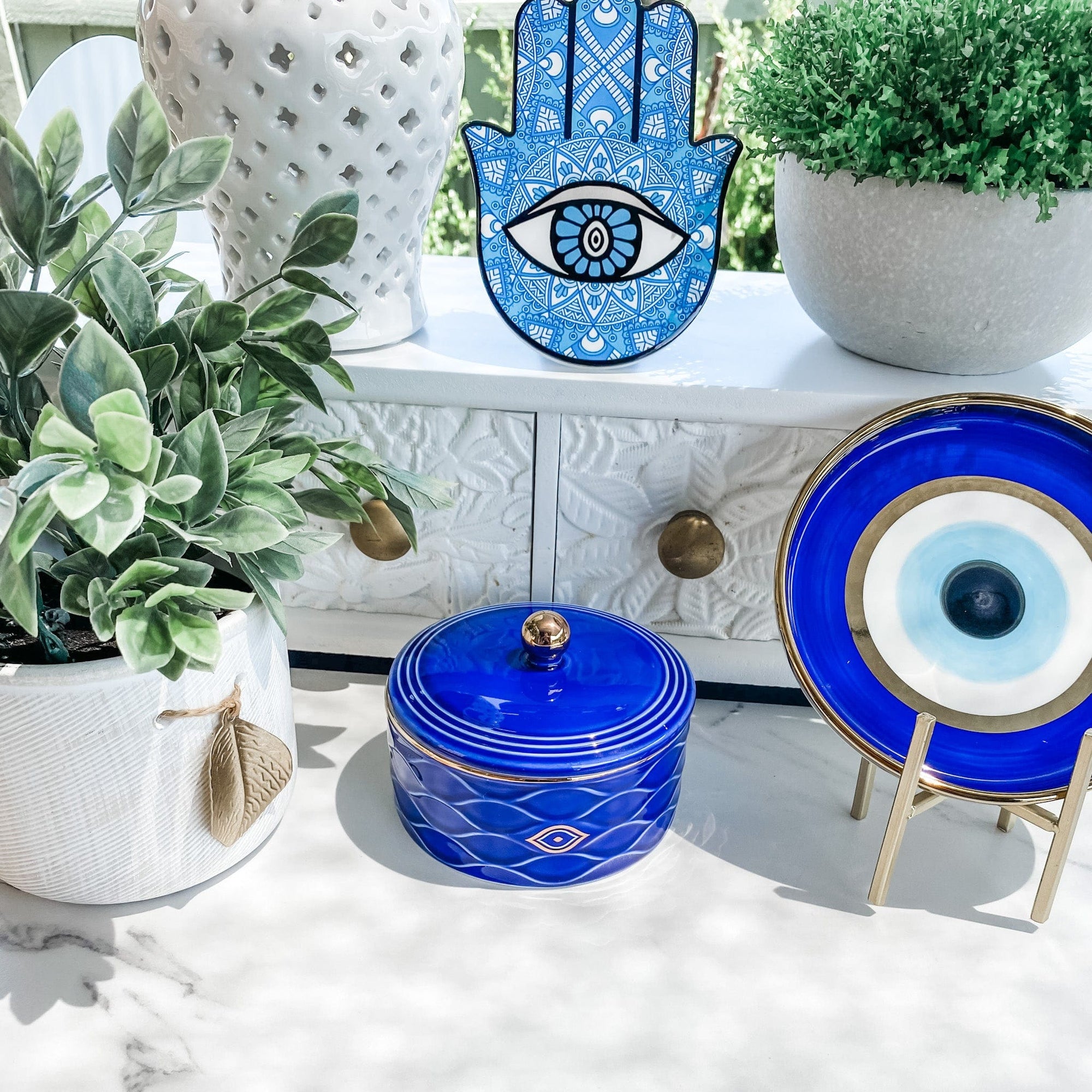 S1455 turkish evil eye ceramic trinkett bowl with lid home decor australia gemrox sydney 1