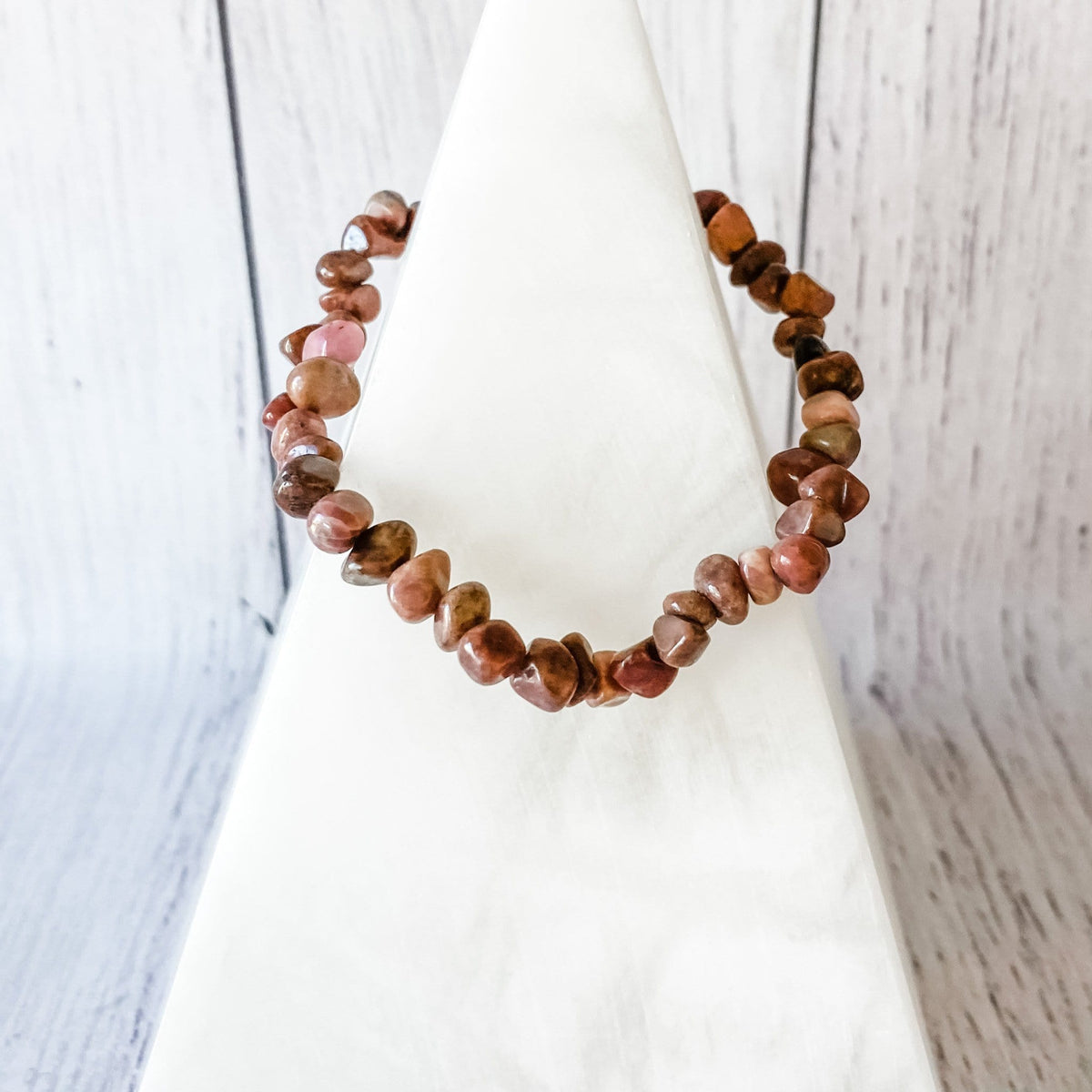 rhodonite crystal chip beaded stone healing elastic stretch bracelet australia