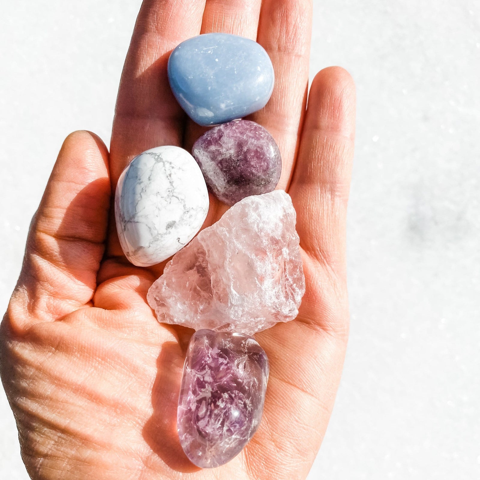 fall asleep crystal kit tumbled stones for insomnia australia rose quartz lepidolite amethyst angelite white howlite