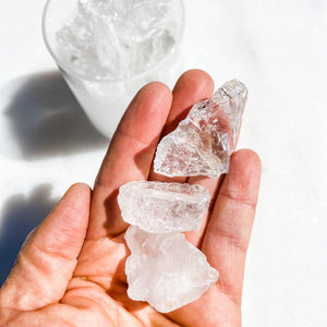 clear quartz crystal raw stone in frosted glass home decor australia