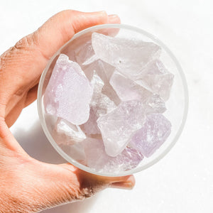 Amethyst crystal raw stone in frosted glass home decor australia