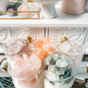 Amethyst crystal raw stone in frosted glass home decor australia