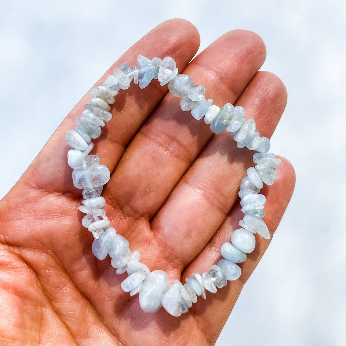 Aquamarine crystal chip healing stretch bracelet australia
