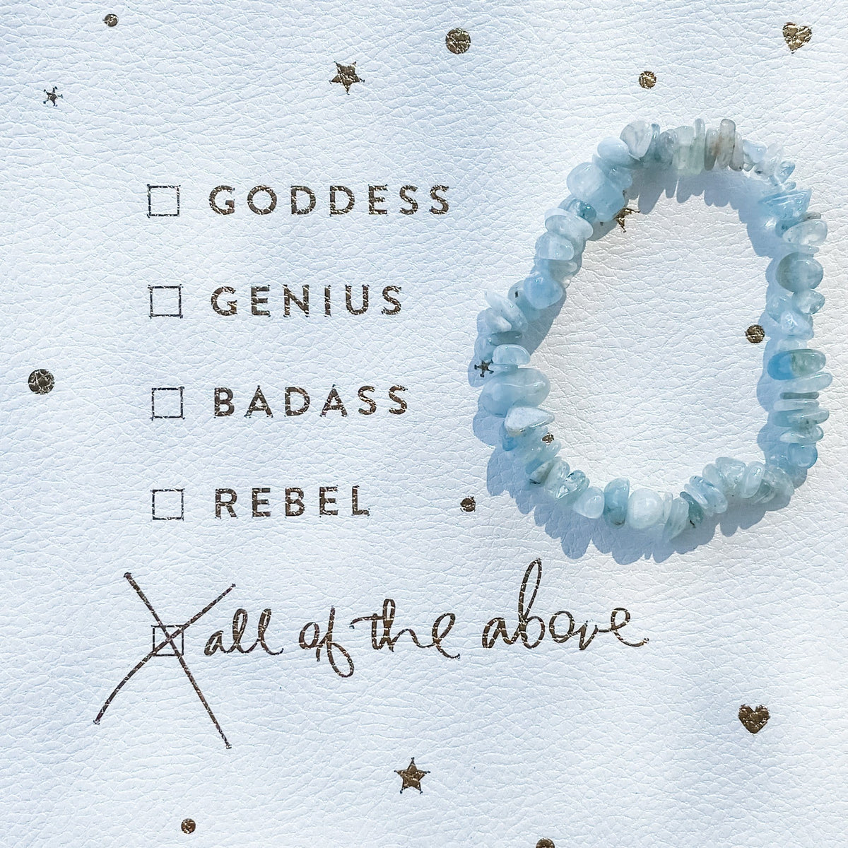 Aquamarine crystal chip healing stretch bracelet australia