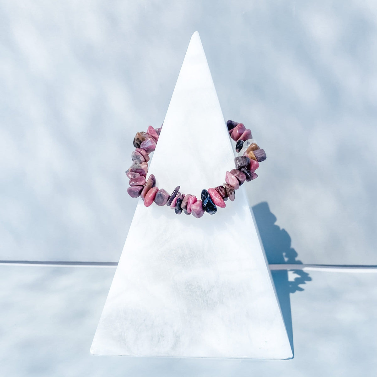 Rhodonite crystal chip healing stretch bracelet australia