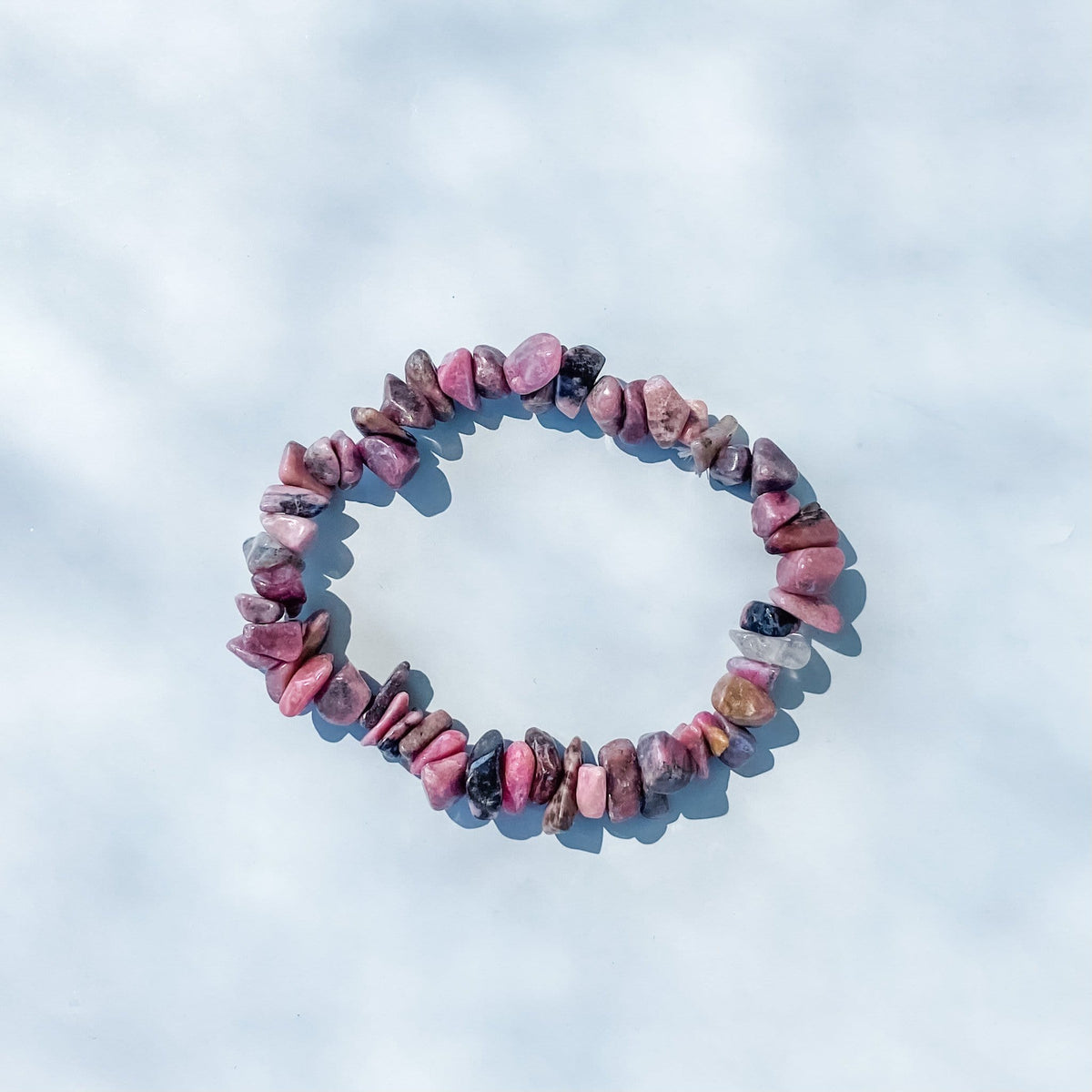 Rhodonite crystal chip healing stretch bracelet australia