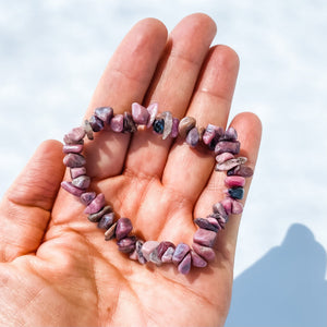 rhodonite crystal chip stretch healing chakra bracelet australia gemrox