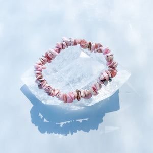 rhodochrosite crystal chip stretch bracelet healing chakra australia gemrox