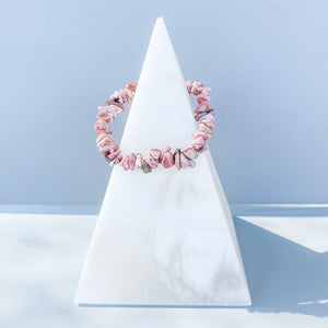 rhodochrosite crystal chip stretch bracelet healing chakra australia gemrox