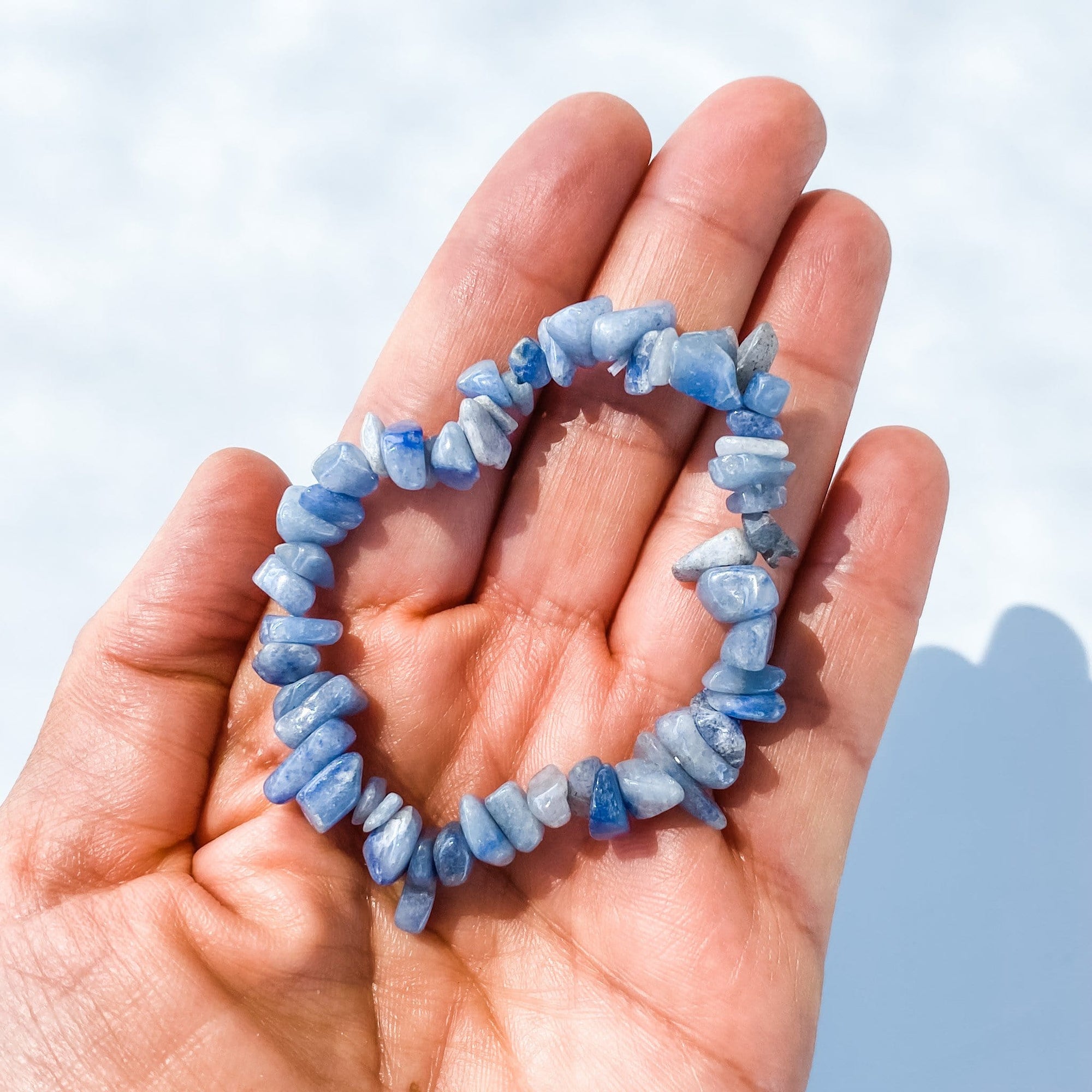 Blue aventurine crystal chip stone healing stretch bracelet australia