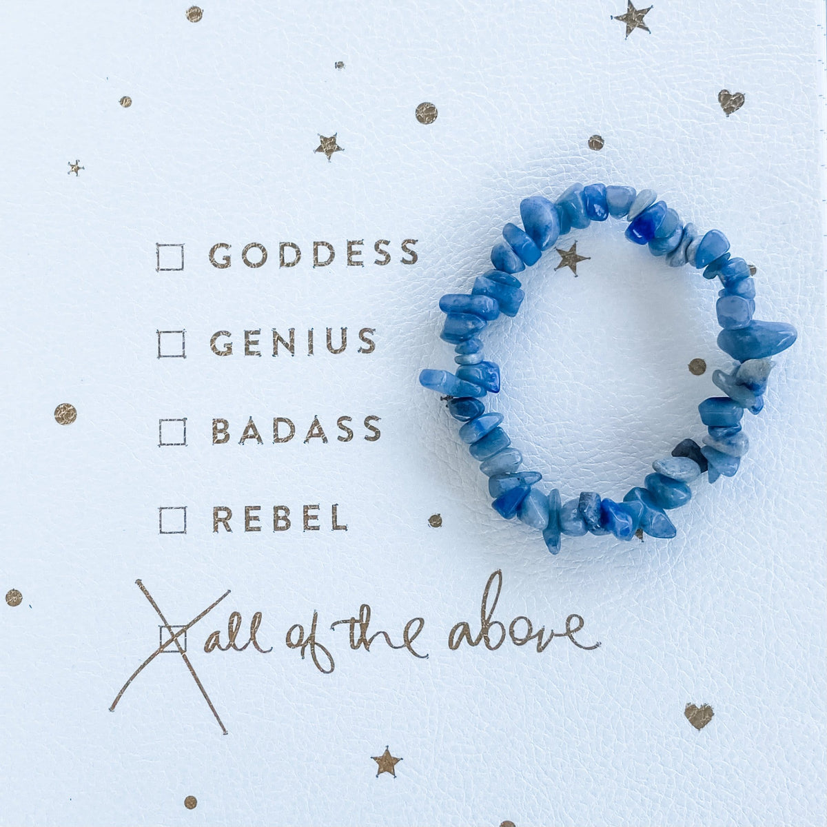 Blue aventurine crystal chip stone healing stretch bracelet australia