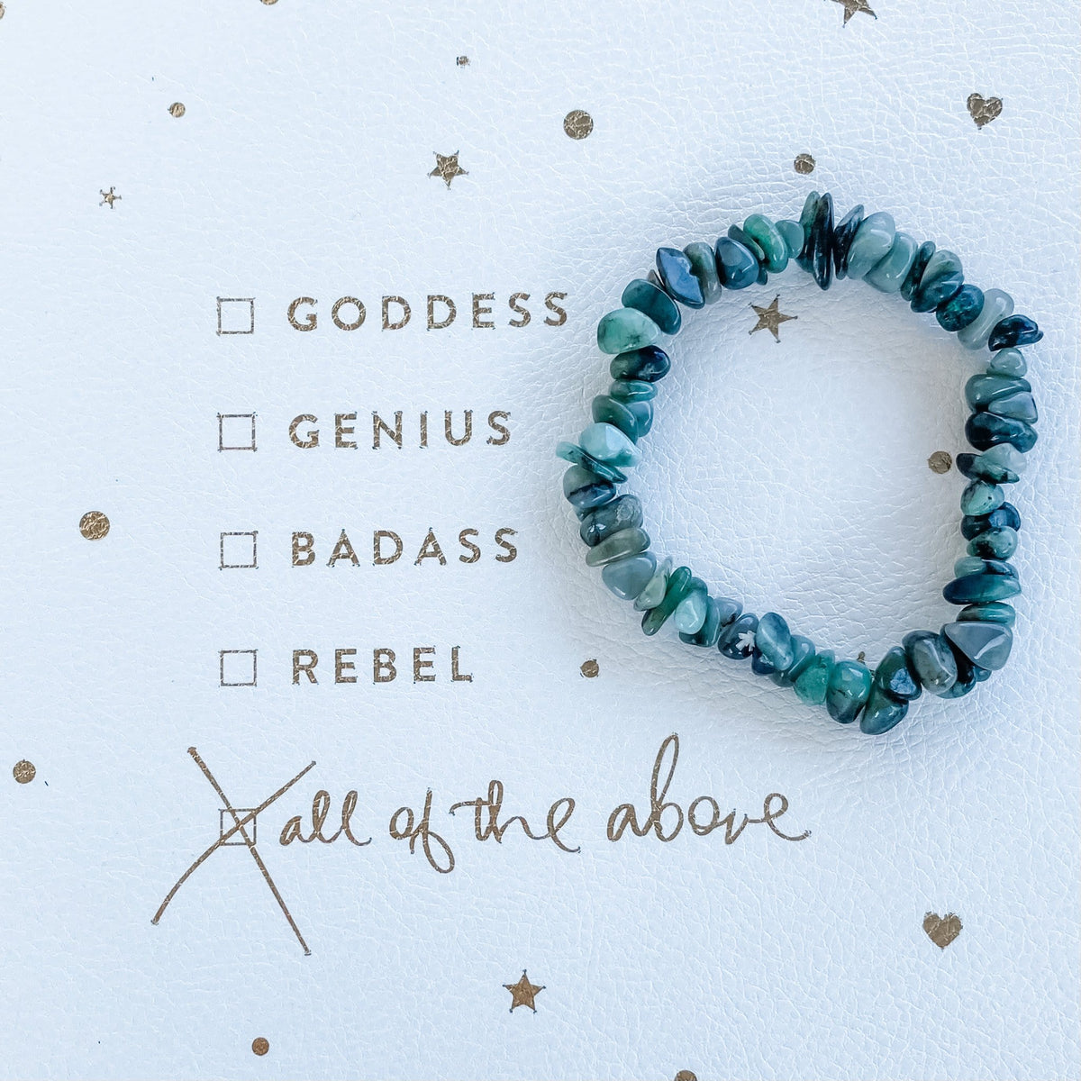 Emerald stone chip bracelet healing stretch australia