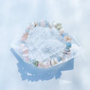 morganite crystal chip stone stretch healing chakra bracelet australia gemrox