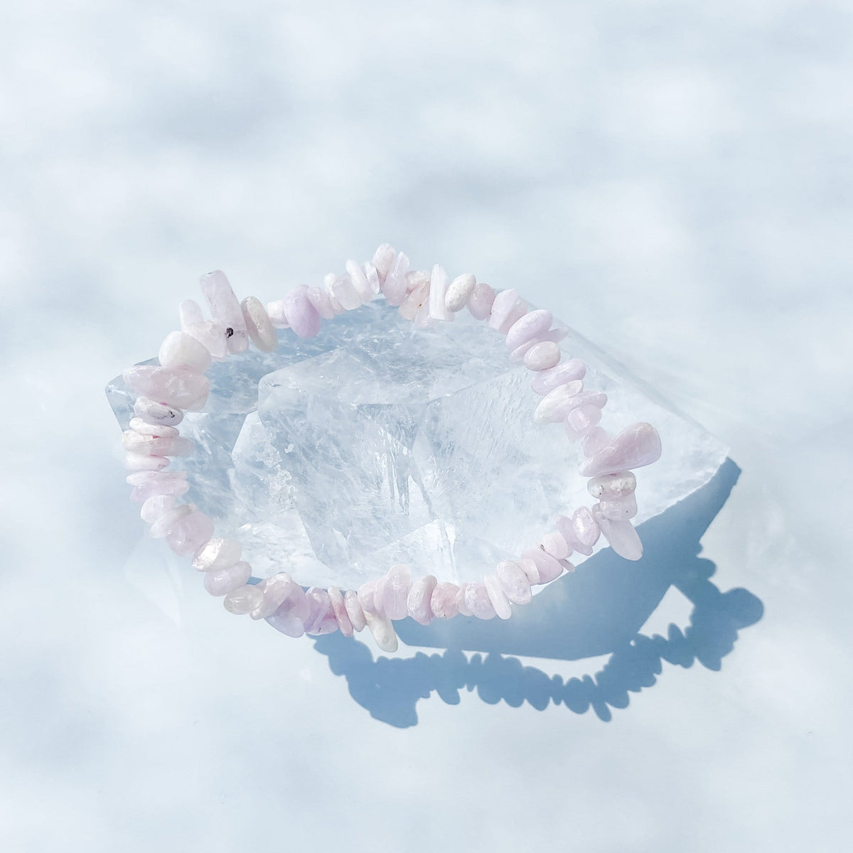 Kunzite crystal chip stone stretch bracelet australia