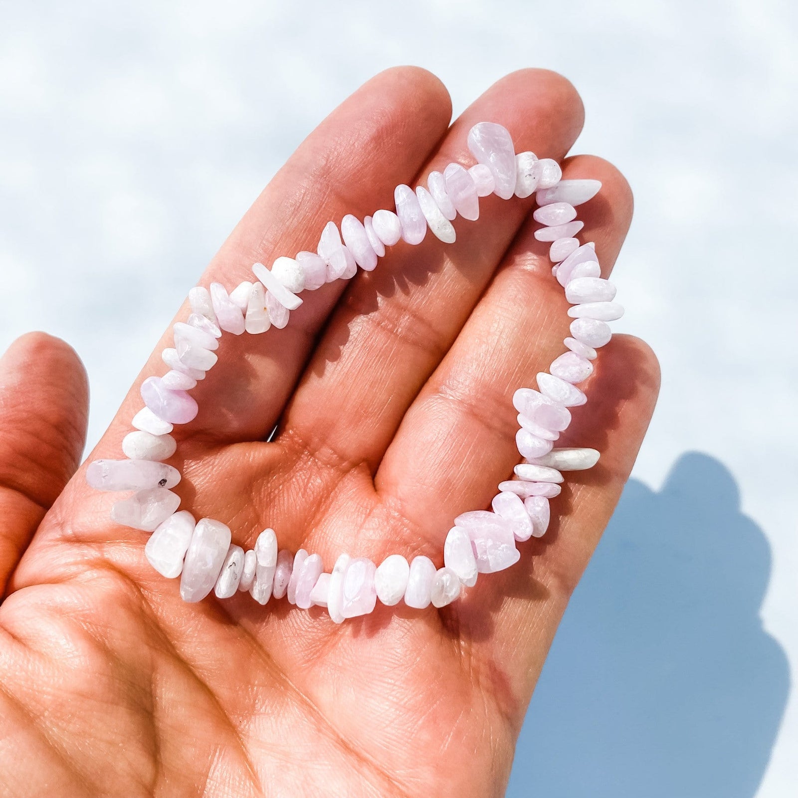 Kunzite crystal chip stone stretch bracelet australia
