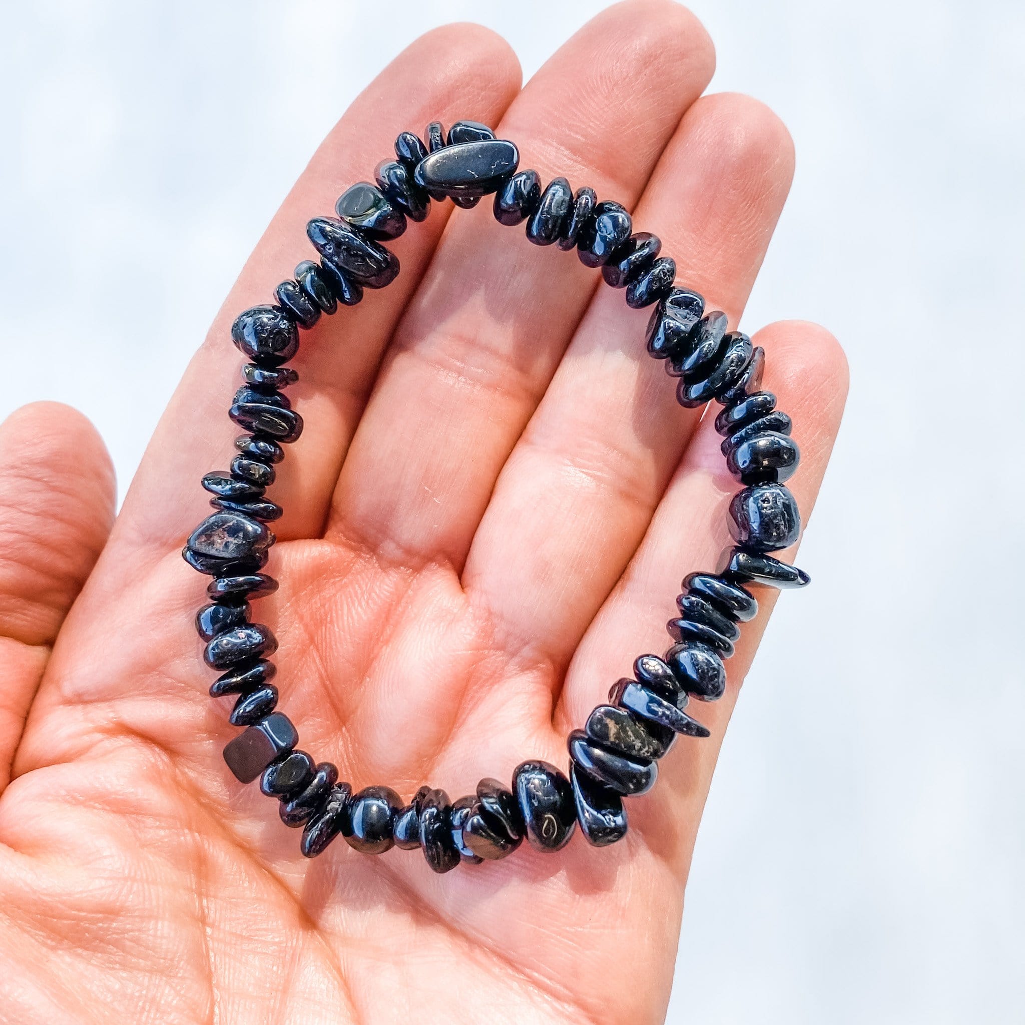 Black Tourmaline Elastic Bracelet - 6mm & 8mm Beads | New Moon Beginnings