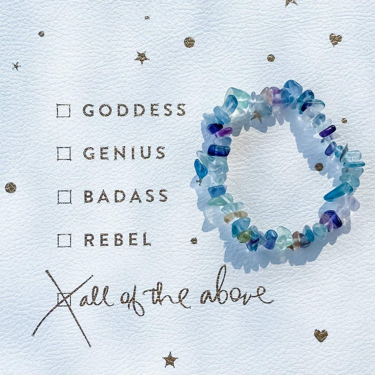 Fluorite rainbow crystal chip healing stretch bracelet australia