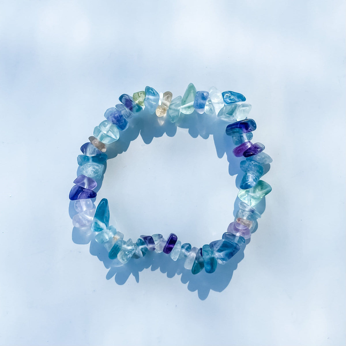 Fluorite rainbow crystal chip healing stretch bracelet australia