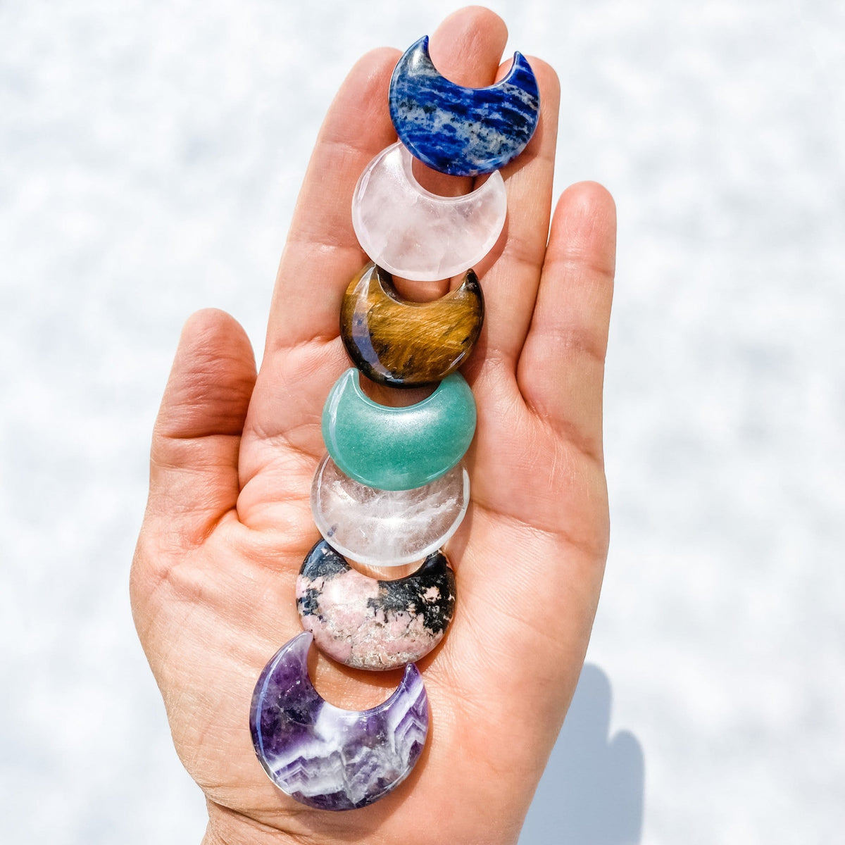 mini moon crescent shaped crystal stone carvings rose gemrox australia