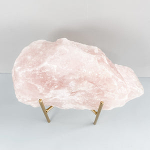 Rose Quartz Raw Rough Stone chunk with stand decor gemrox australia