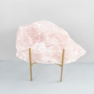 Rose Quartz Raw Rough Stone chunk with stand decor gemrox australia