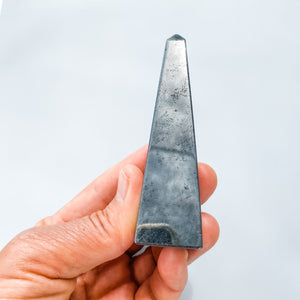 hematite crystal obelisk tower generator point ring holder ring stand gemrox australia