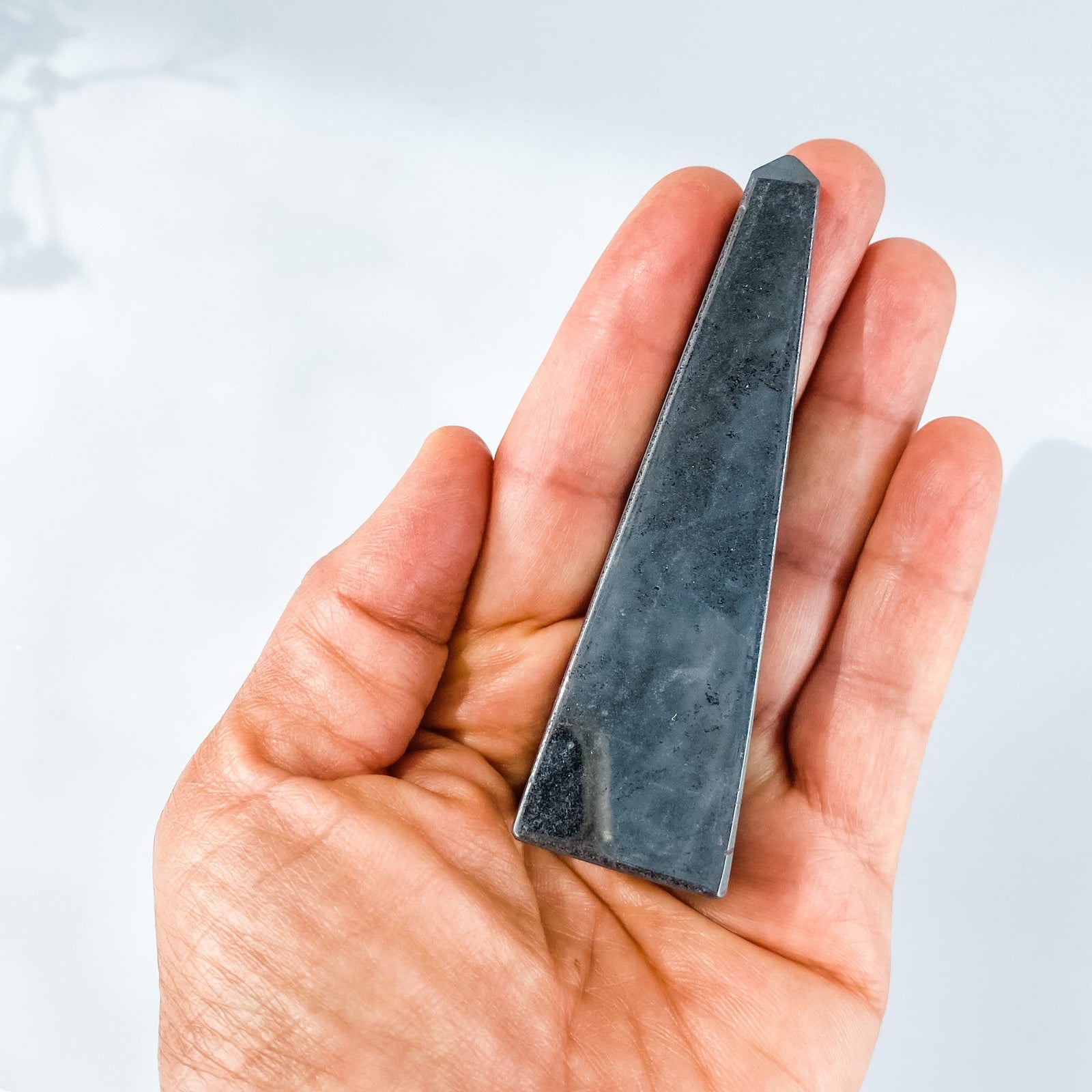 hematite crystal obelisk tower generator point ring holder ring stand gemrox australia