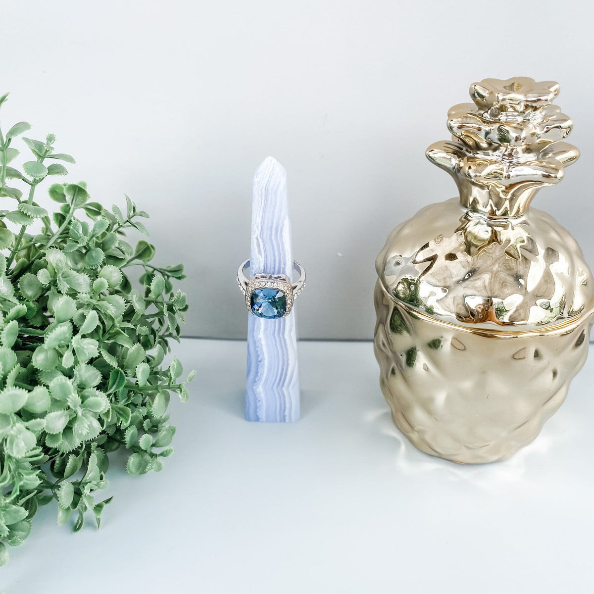 blue lace agate obelisk tower generator point ring holder ring stand gemrox australia