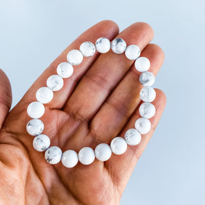 white howlite crystal beaded stone 8mm stretch healing chakra bracelet australia gemrox
