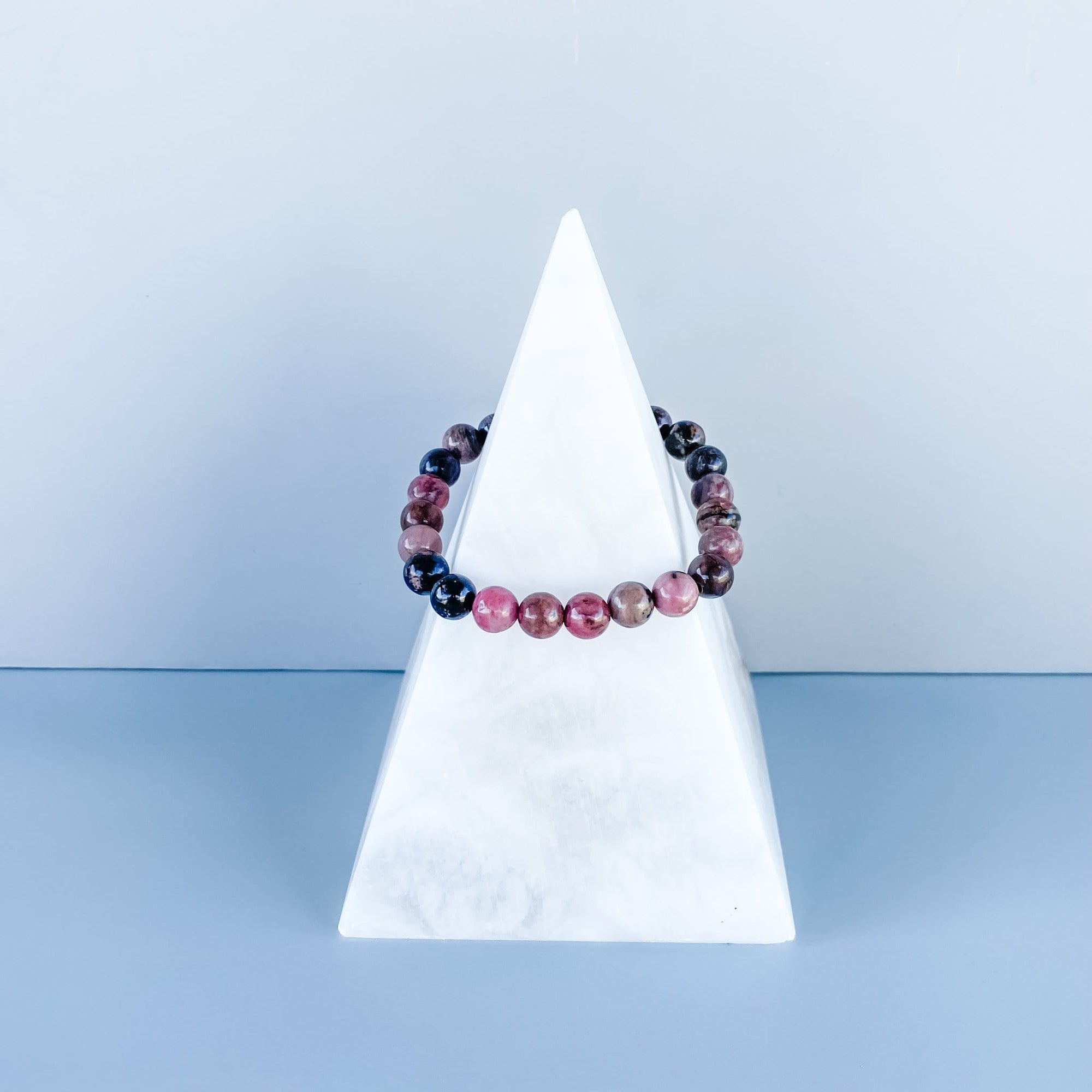 Rhodonite crystal stone beades stretch elastic bracelet gemrox australia