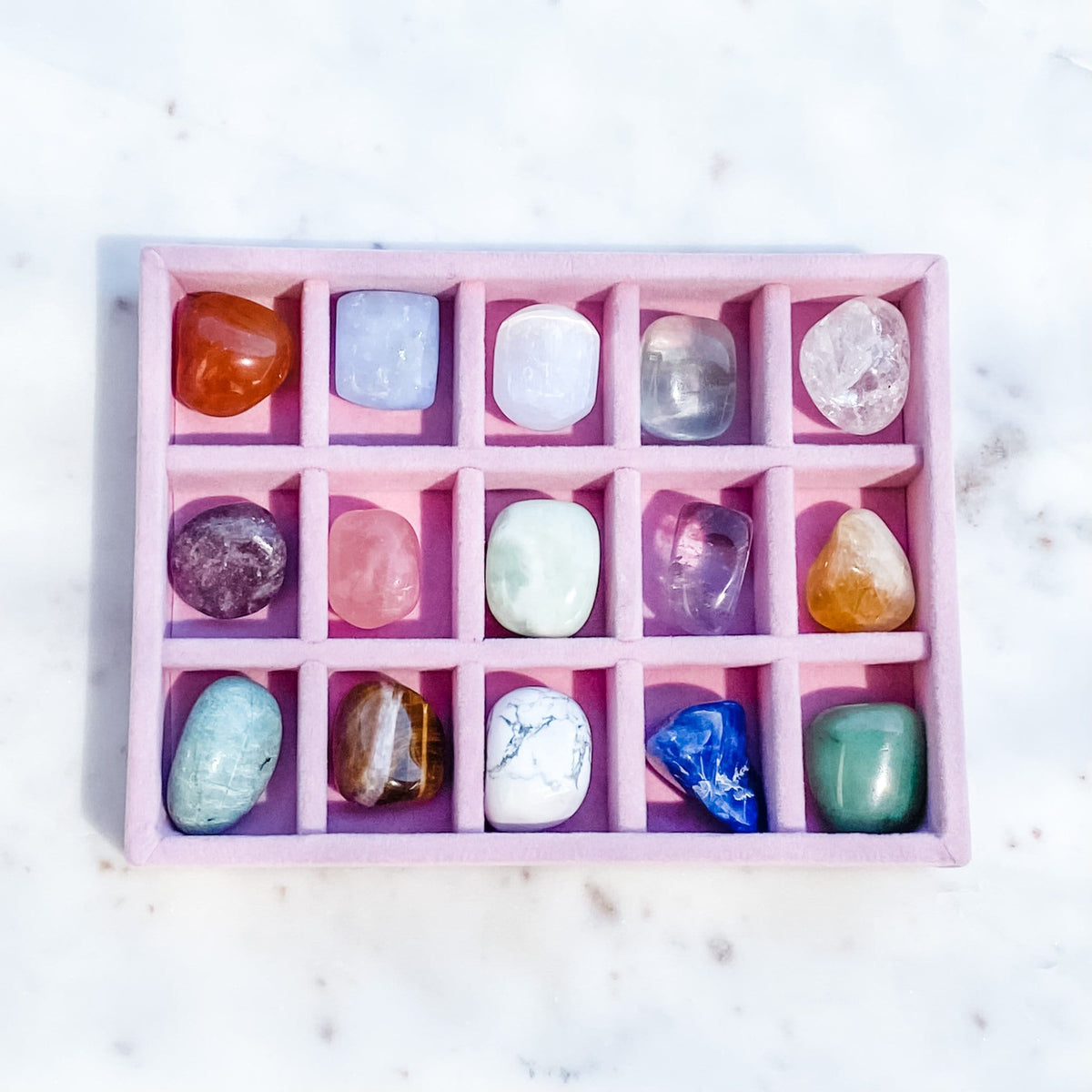 tumbled stone crystal box set kit of 15 stones gift box pack gemrox australia