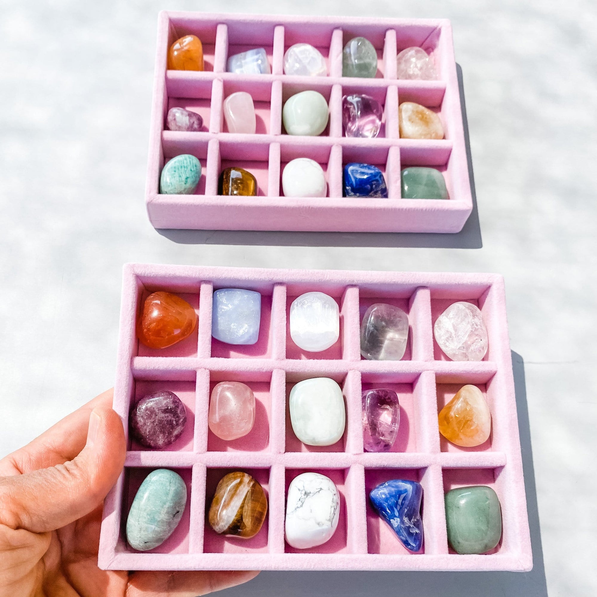 tumbled stone crystal box set kit of 15 stones gift box pack gemrox australia
