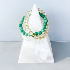 citrine jade green aventurine abundance wealth luck and prosperity bracelet trio set gift 