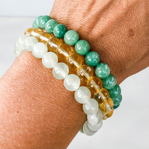 citrine jade green aventurine abundance wealth luck and prosperity bracelet trio set gift 