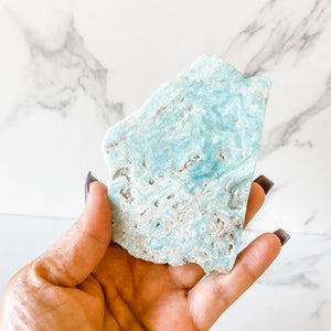 caribean blue calcite slice slab gemrox australia