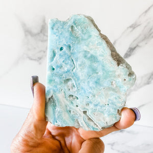 caribean blue calcite slice slab gemrox australia