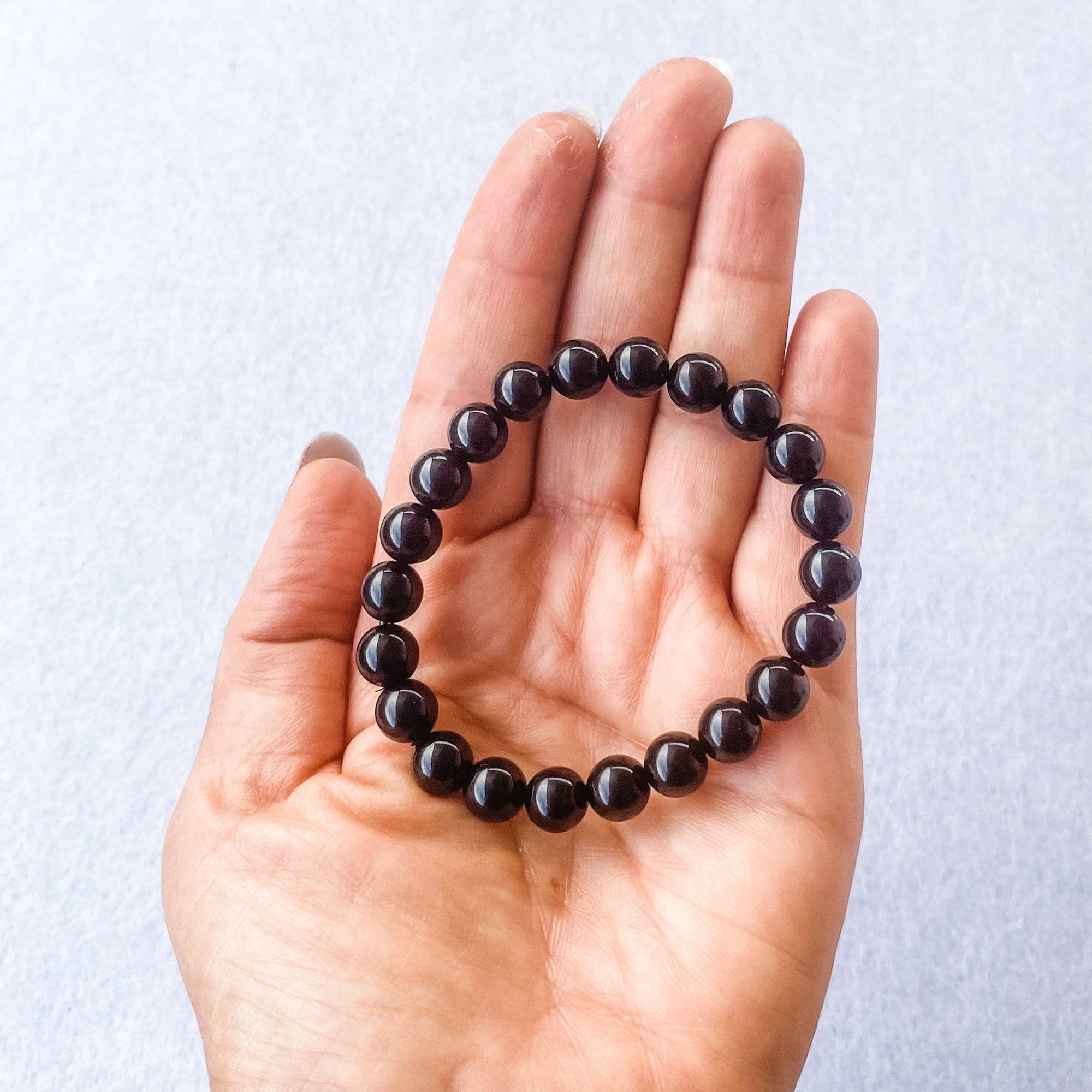 black obsidian crystal beaded stone stretch elastic bracelet gemrox australia