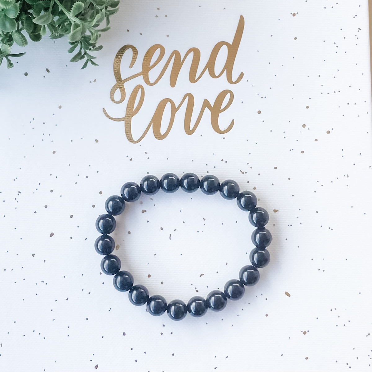 black obsidian crystal beaded stone stretch elastic bracelet gemrox australia